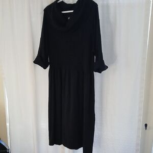 Jones New York Black Long-Sleeve Cowl Neck Midi Dress